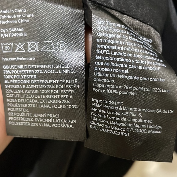 H&M black wool blend blazer (sz s) - Picture 8 of 10